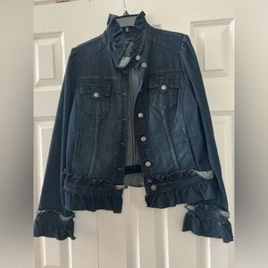 INC Denim Ruffled Jacket